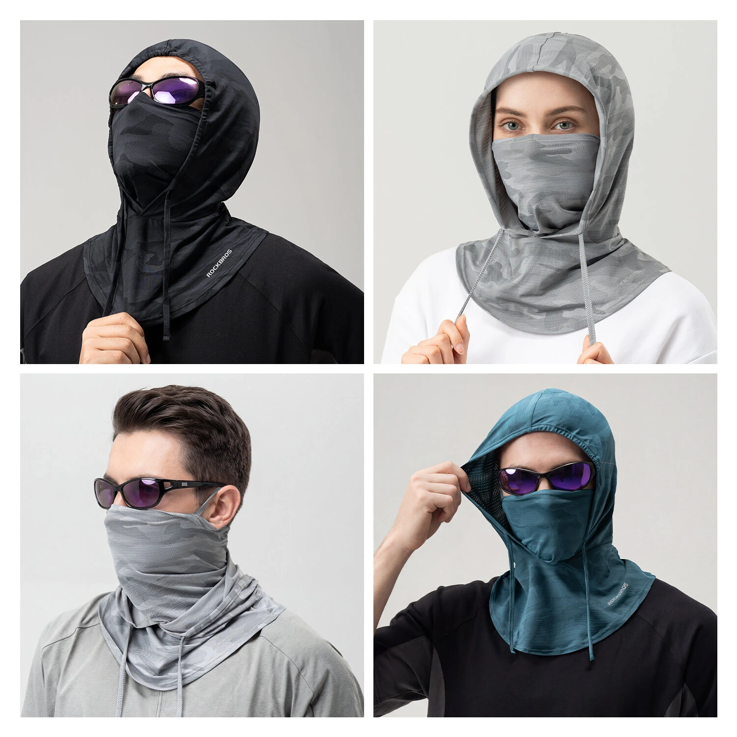 ROCKBROS Universal Summer Cycling Balaclava UPF30+ Sunscreen Breathable Gear UV Protection Scarf Cool Ice Silk Face Cover Cycling Headgear — view 7
