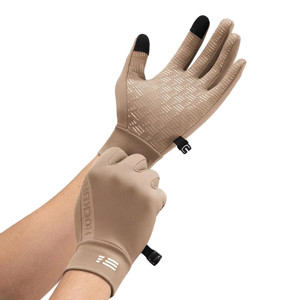 ROCKBROS Warm Windproof Anti-slip Cycling Gloves Touchscreen Running Gloves Outdoor Sports Fleece Full-finger Gloves - Recommended temperature 5°C-15°C — ROCKBROS