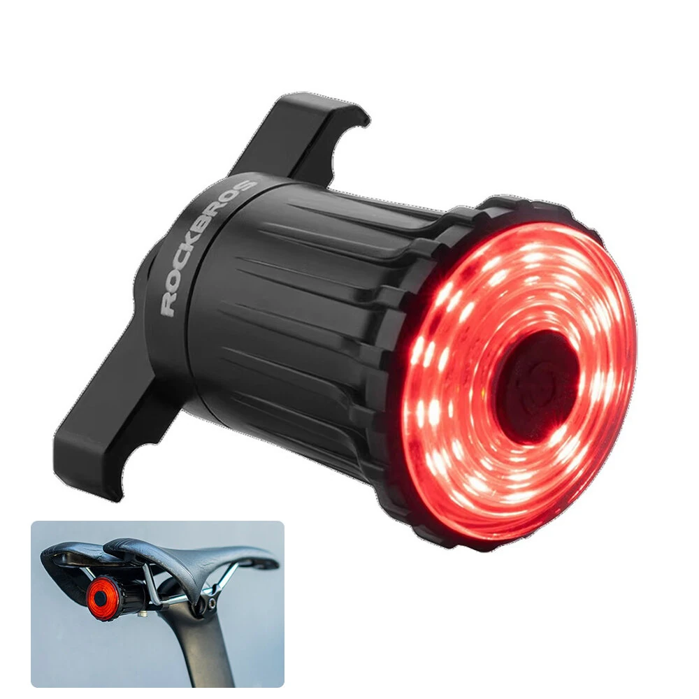 ROCKBROS WR05 100LM Smart Smart Brake Bicycle Taillight 7 Lighting Modes USB Charging 500mAH Bike Rear Light for Outdoor Night Warning Safe Cycling — ROCKBROS