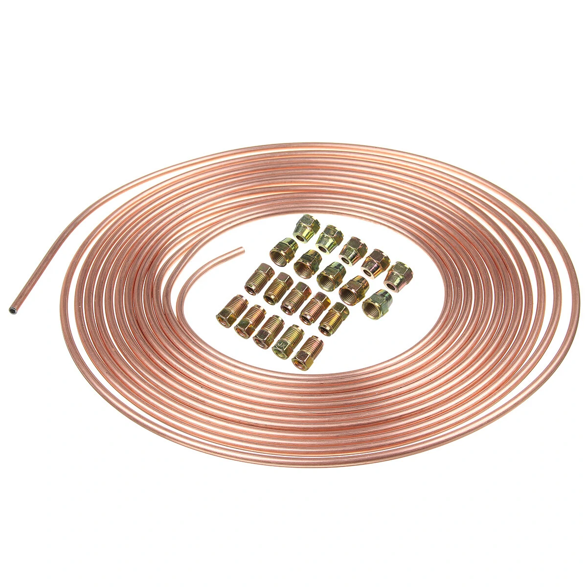 Roll Copper Steel 25 ft. 3/16" Brake Line Pipe Tubing with 20 Pcs Kit Fittings Brake Female Male Nut — view 2