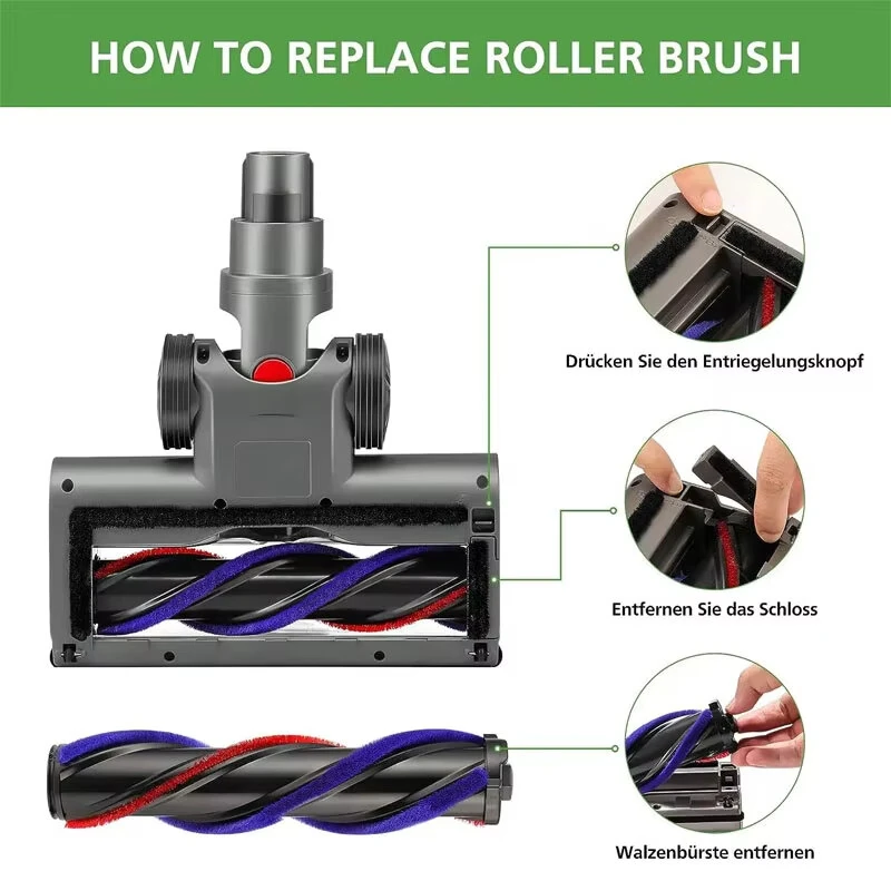 Roller Brush Head forDyson V7 V8 V10 V11 V15 with LED Headlight Premium ABS Replacement Part 966489-08 966489-11 — view 5