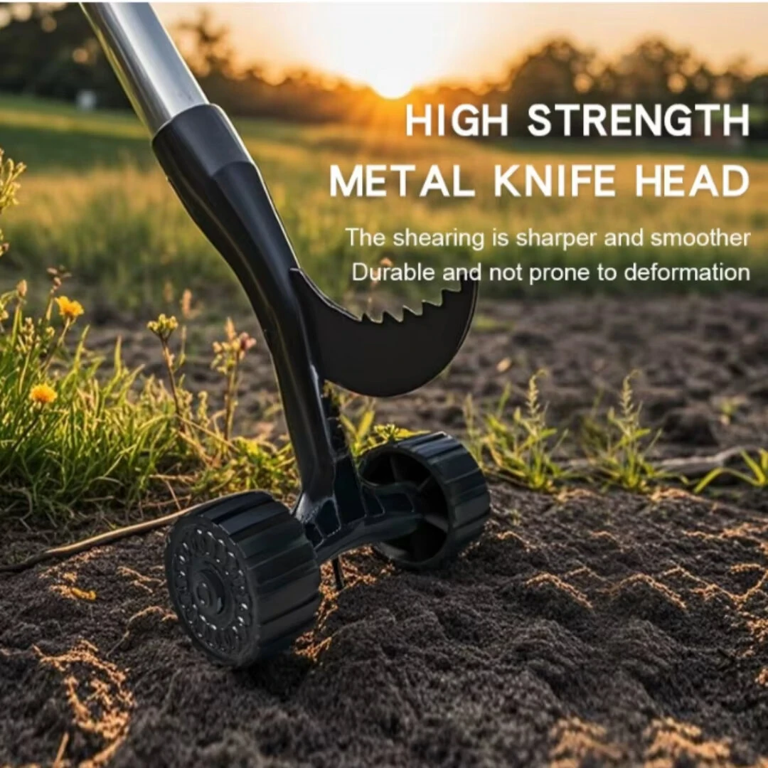Roller Type Weed Puller Tool Manual Weeding Head Easy Root Removal Iron ABS Gardening Black Handle Not Included Extension Rod Compatible Soil Tool — view 4
