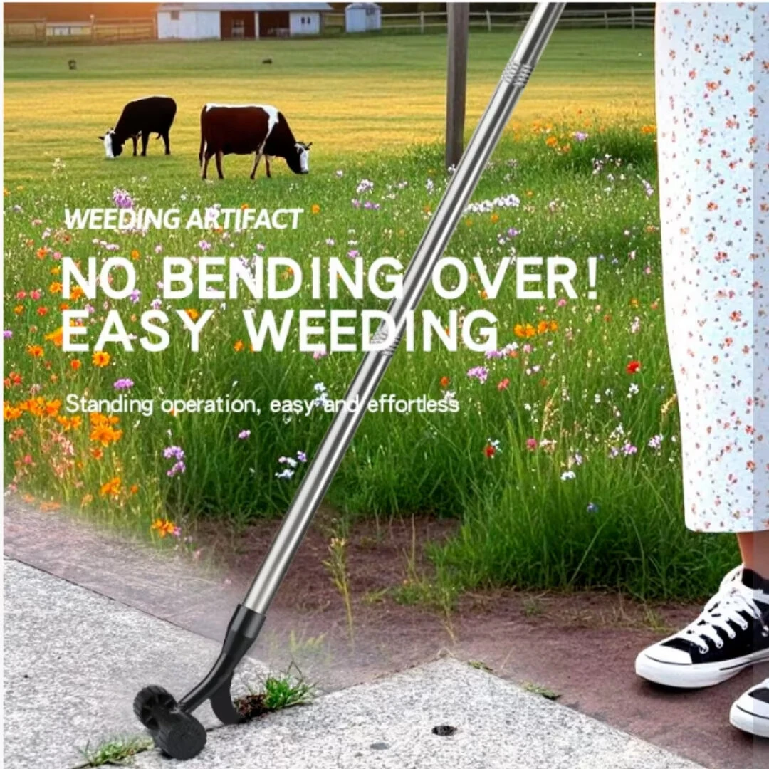 Roller Type Weed Puller Tool Manual Weeding Head Easy Root Removal Iron ABS Gardening Black Handle Not Included Extension Rod Compatible Soil Tool — view 6
