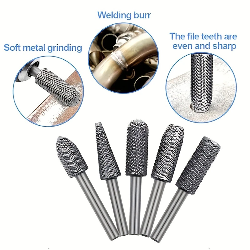 Rotary Grinding Head Steel File Set Double Cut Metal Grinding Woodworking Repair Tools Precision Shank 6mm — view 2