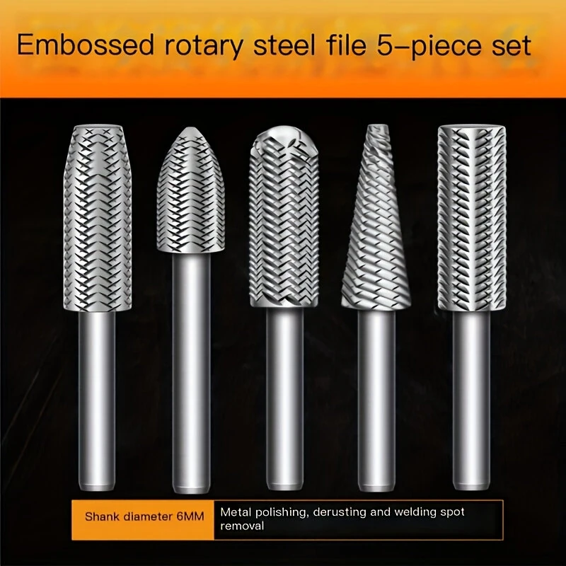 Rotary Grinding Head Steel File Set Double Cut Metal Grinding Woodworking Repair Tools Precision Shank 6mm — view 6