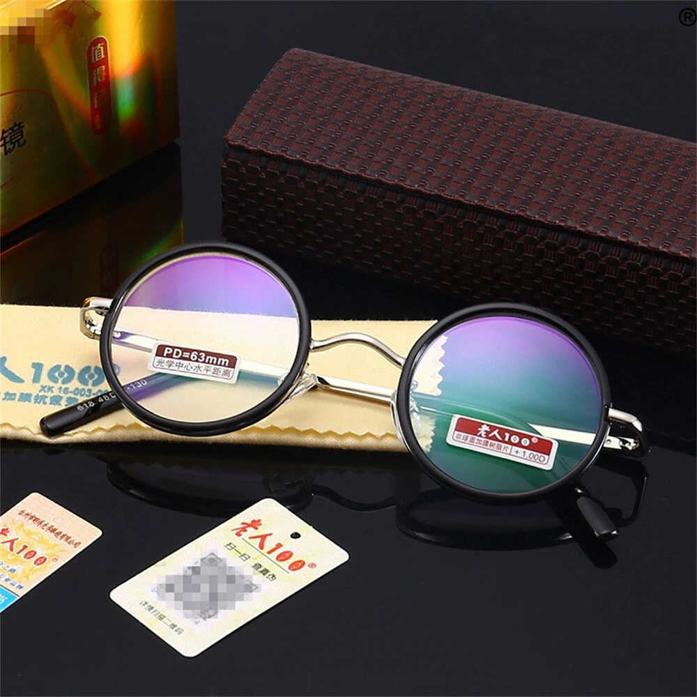 Round Metal Frame Reading Glasses Retro Minimalist Anti-blue Light Presbyopia Eyeglasses — view 2