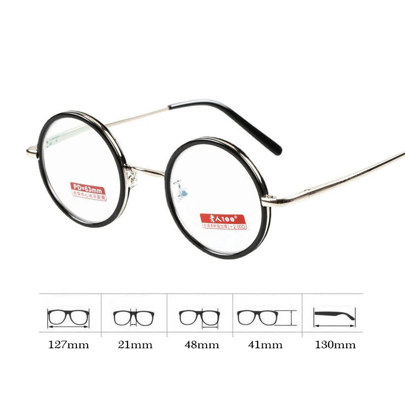 Round Metal Frame Reading Glasses Retro Minimalist Anti-blue Light Presbyopia Eyeglasses — view 4