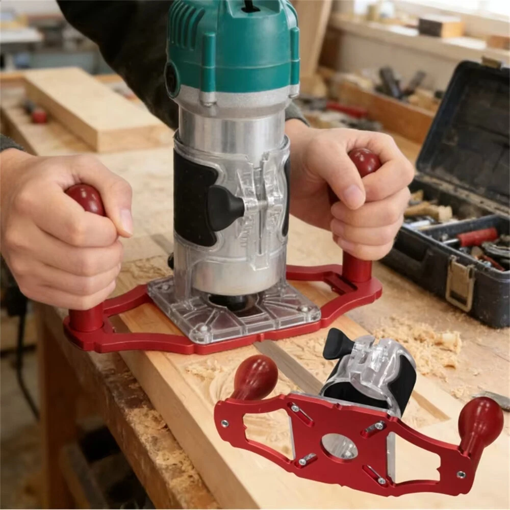 Router Base Aluminum Alloy CNC Upgraded Slotting Base with Handle for 64-65mm Trimming Machines