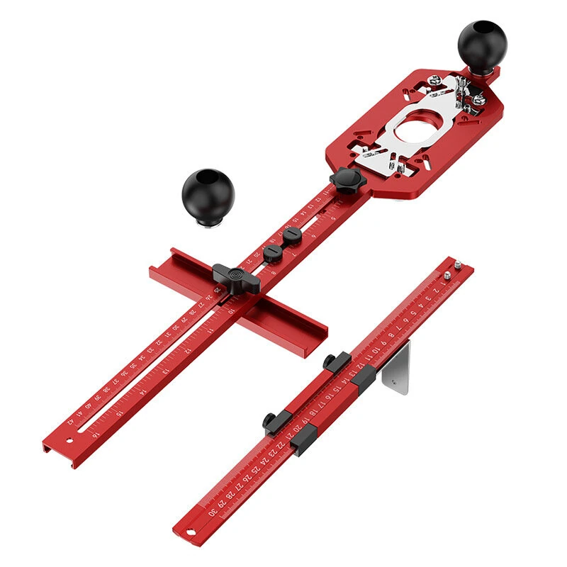 Router Multifunctional Base Plate Bracket Aluminum Alloy 2-in-1 Slotting 60-300mm Milling Diameter 300-800mm Adjustable Straight Edge 140-420mm Clamping 10-25mm