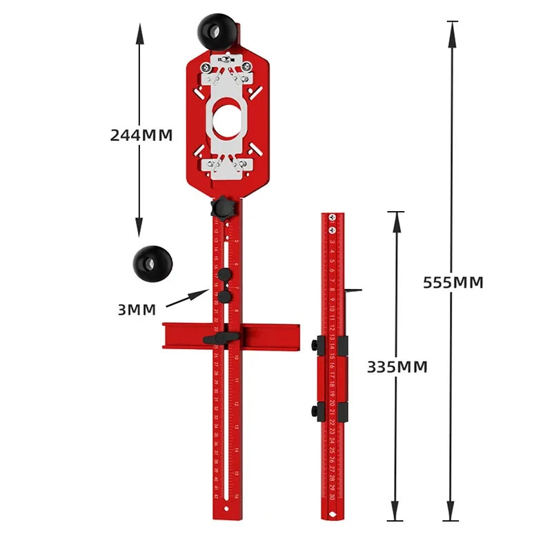 Router Multifunctional Base Plate Bracket Aluminum Alloy 2-in-1 Slotting 60-300mm Milling Diameter 300-800mm Adjustable Straight Edge 140-420mm Clamping 10-25mm — view 7