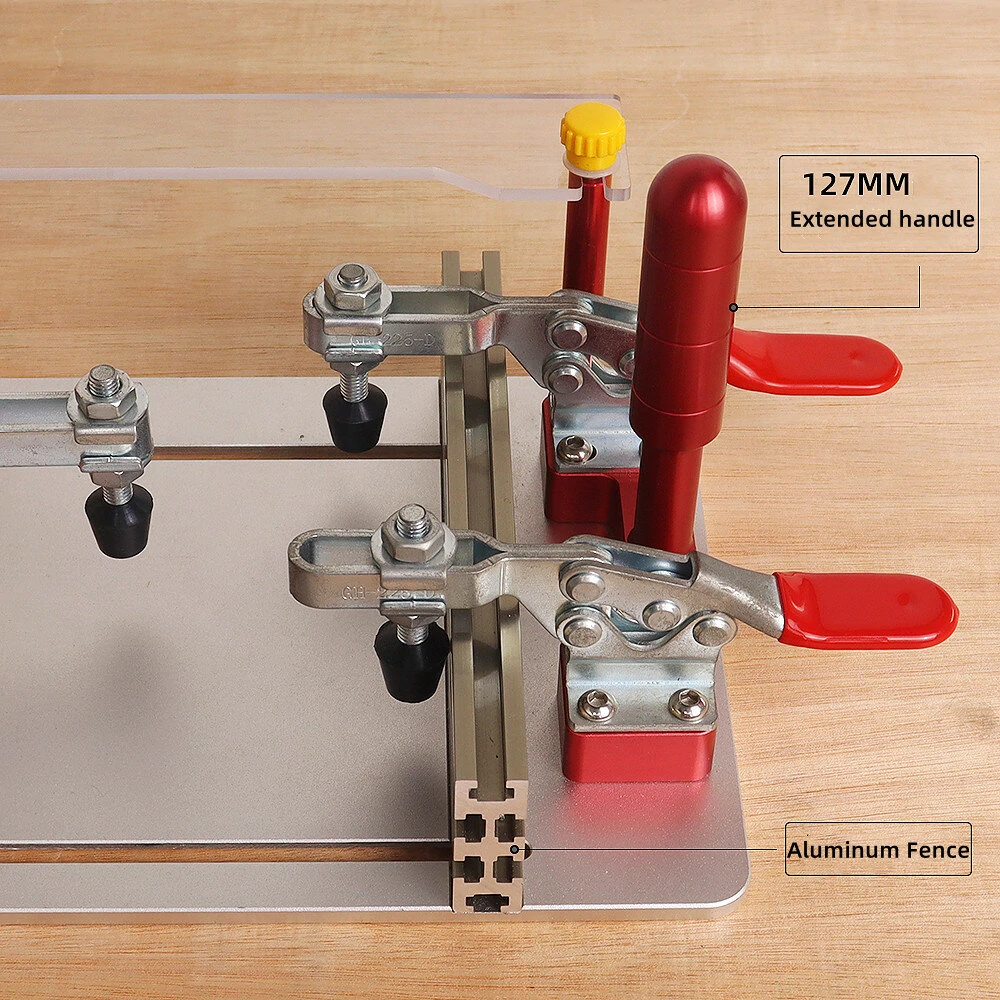 Router Table Coping Sled Rail Coping Sled with Clamps for Precise Front Joint Cutting of Cabinet Doors and Drawer — view 4