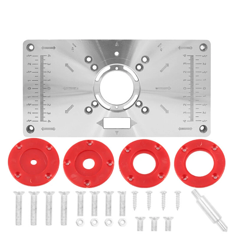 Router Table Insert Plate Aluminum Cast Iron For Trimmer Router With 4 Milling Cutter Dust Cover Woodworking Carving Machine Inverted Plate — image 1