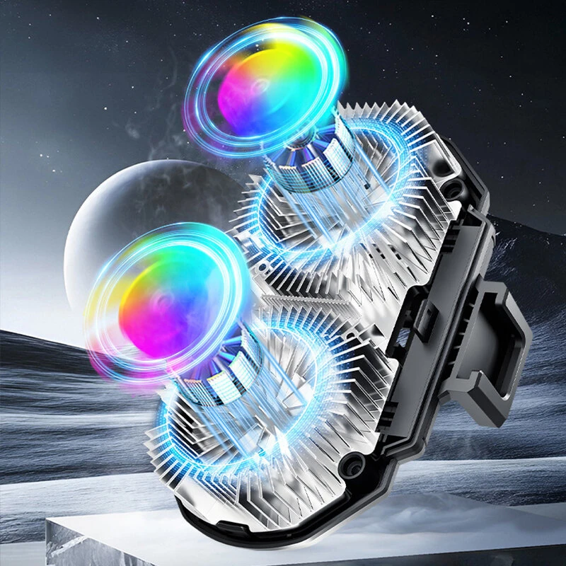 RS17 15W Dual Core AI Phone Cooler Semiconductor Gaming Cooler with RGB 3 Speed Digital Display for 69-100mm Phone Live Streaming Accessory — view 6