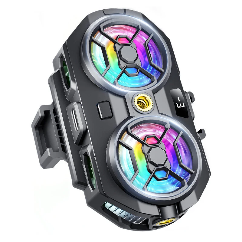 RS17 15W Dual Core AI Phone Cooler Semiconductor Gaming Cooler with RGB 3 Speed Digital Display for 69-100mm Phone Live Streaming Accessory — view 7