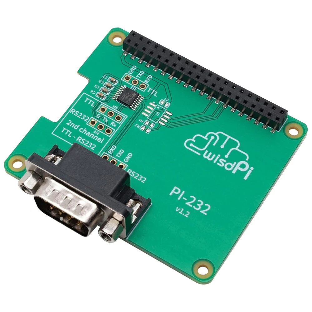 RS232 Hat Expansion PCB Board for Rapsberry Pi 4/3/2/A+/B+ Compact GPIO TX/RX/GND to DB9M RS232 Serial Expansion Board — RS232