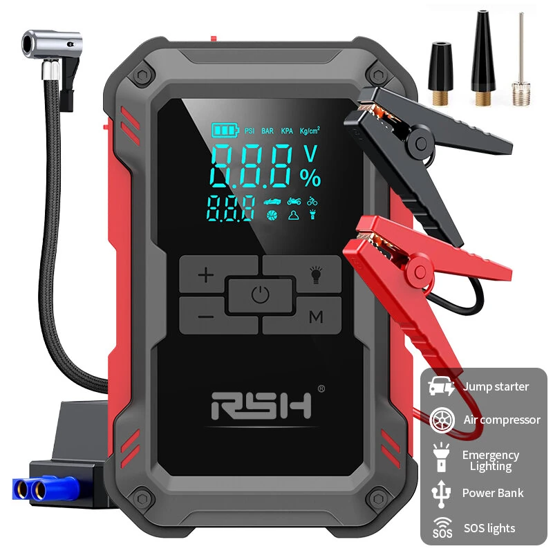 RSH Car Battery Jump Starter with Air Compressor 3000A Car Battery Booster 150PSI Portable Power Pack Jump Box with LCD Display for Gas Diesel Engine Vehicles — image 1
