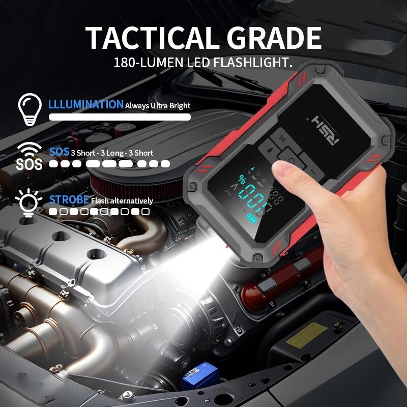 RSH Car Battery Jump Starter with Air Compressor 3000A Car Battery Booster 150PSI Portable Power Pack Jump Box with LCD Display for Gas Diesel Engine Vehicles — view 5