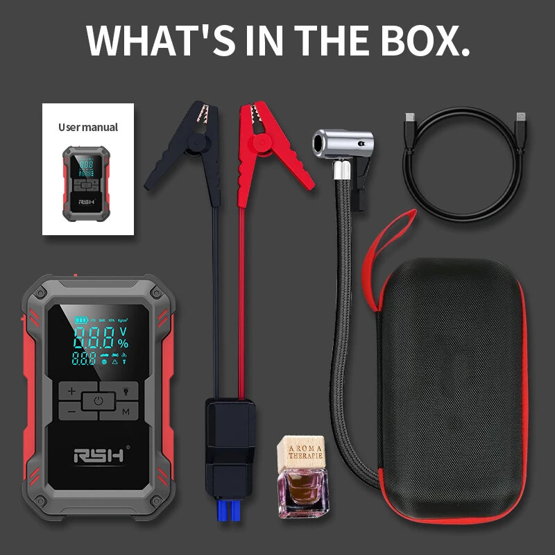 RSH Car Battery Jump Starter with Air Compressor 3000A Car Battery Booster 150PSI Portable Power Pack Jump Box with LCD Display for Gas Diesel Engine Vehicles — view 7