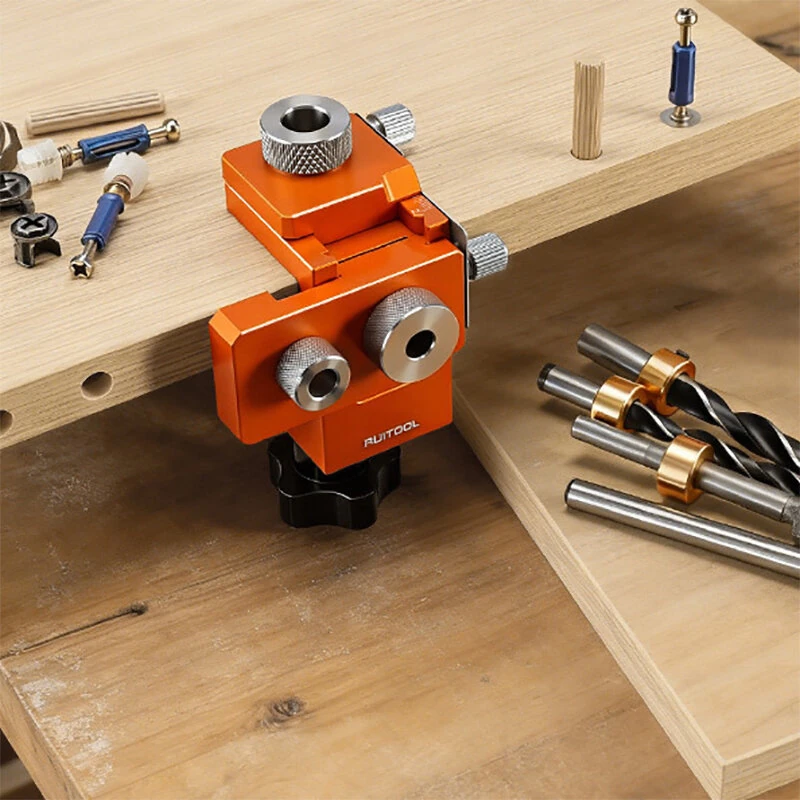 RUITOOL 3-in-1 Woodworking Drill Jig Aluminum Alloy 6061 Adjustable Board Thickness 15-25mm Connector Rod Length 20-33mm Hole Sizes 8mm 12mm 15mm Wood Joinery Tool — view 11