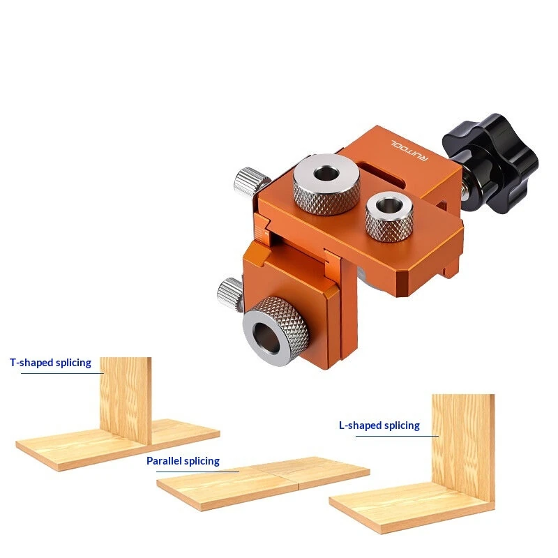 RUITOOL 3-in-1 Woodworking Drill Jig Aluminum Alloy 6061 Adjustable Board Thickness 15-25mm Connector Rod Length 20-33mm Hole Sizes 8mm 12mm 15mm Wood Joinery Tool — view 4