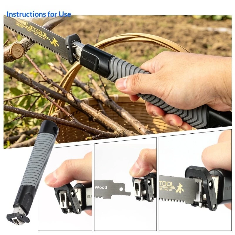 RUITOOL Reciprocating Saw Handle 225mm Quick Change Anti-Slip Universal Adapter For Curved Saw Blade And Reciprocating Saw Blade 12.5mm 6.2mm — view 6