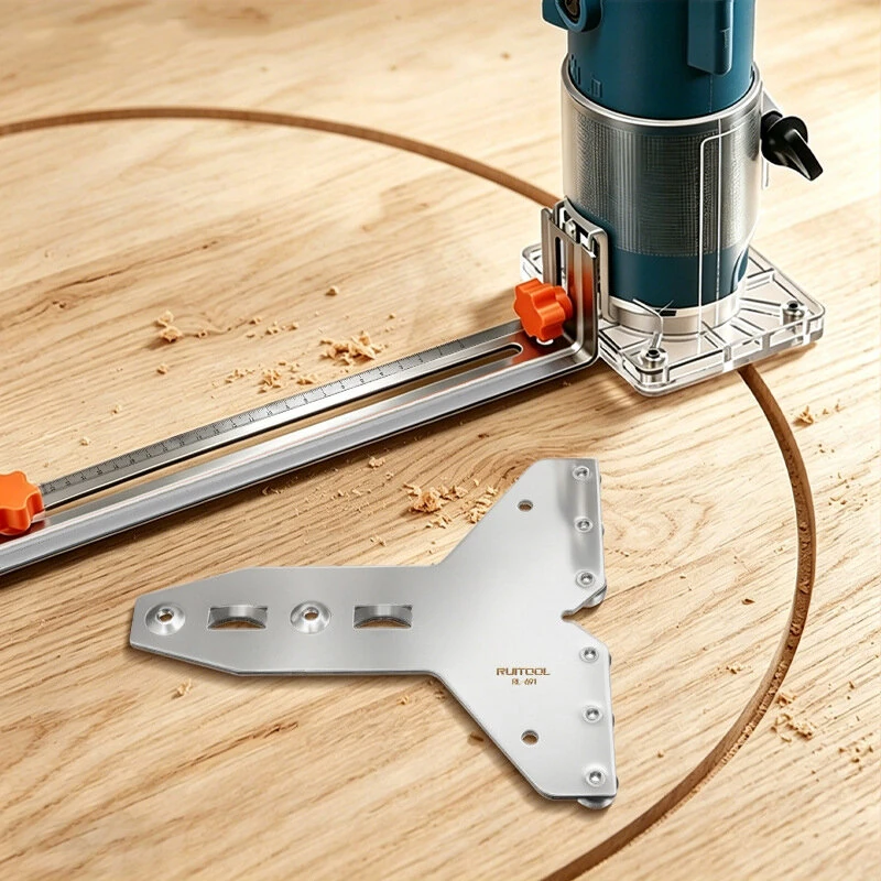 RUITOOL Router Circle Cutting Jig Trimmer Guide Rail Extendable To 831mm Stainless Steel Pulley Fence For Woodworking Slotting Arc And Edge Work — view 10