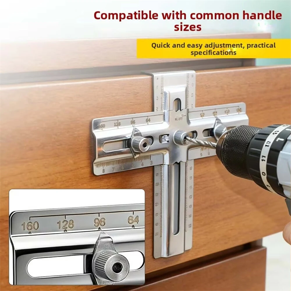 RUITOOL Stainless Steel Drawers Handle Locator Jig Woodworking Hardware Drilling Guide for Cabinet Doors Handle Installation — view 3