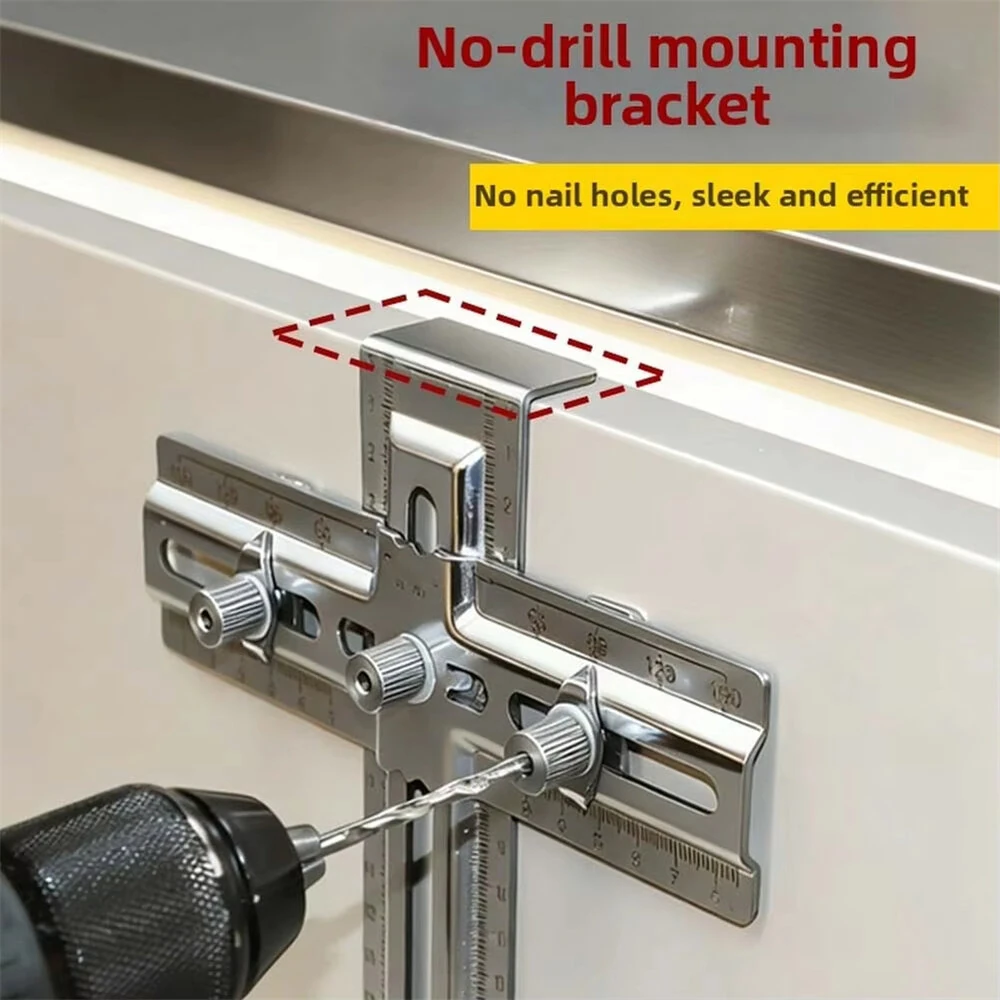 RUITOOL Stainless Steel Drawers Handle Locator Jig Woodworking Hardware Drilling Guide for Cabinet Doors Handle Installation — view 5