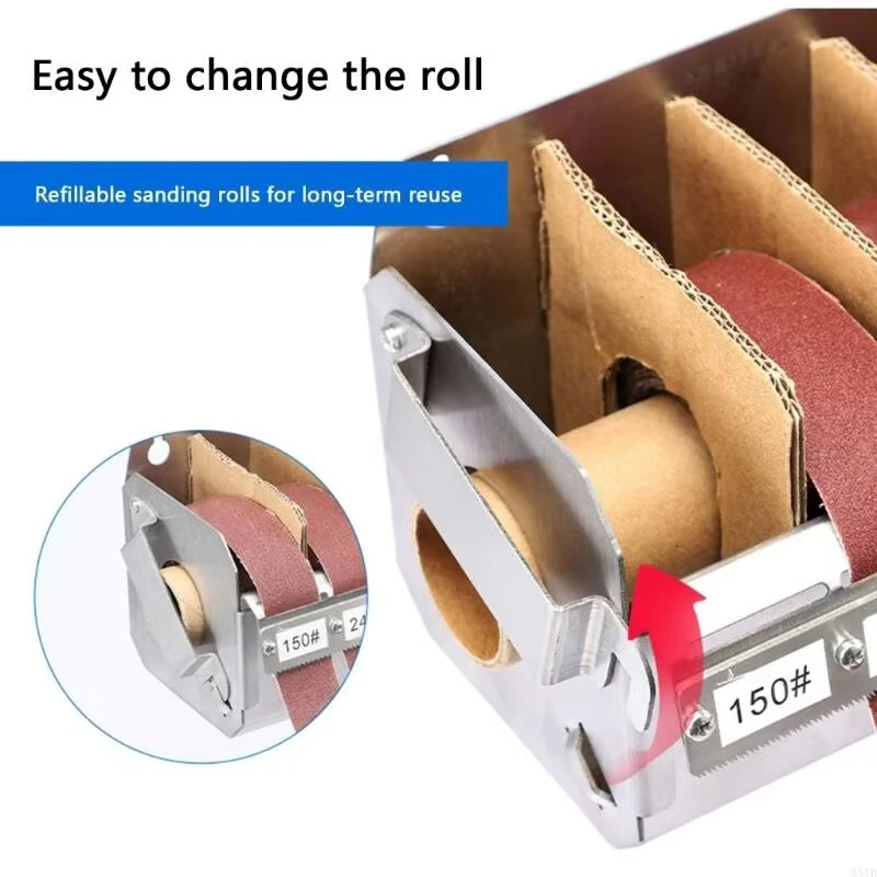 RUITOOL Stainless Steel Sanding Sandpapers Box Set  25mm*6m five-axis Pull-out Abrasive Cloth Roll for Metal Woodworking Abrasive Grits 150/240/320/400/600 — view 4