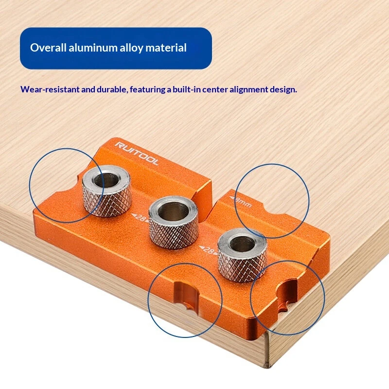 RUITOOL Two-in-One Embedded Parts Locator Aluminum Alloy Precision Tool 8mm 10mm Hole Positioning Woodworking Joint Assistant — view 3