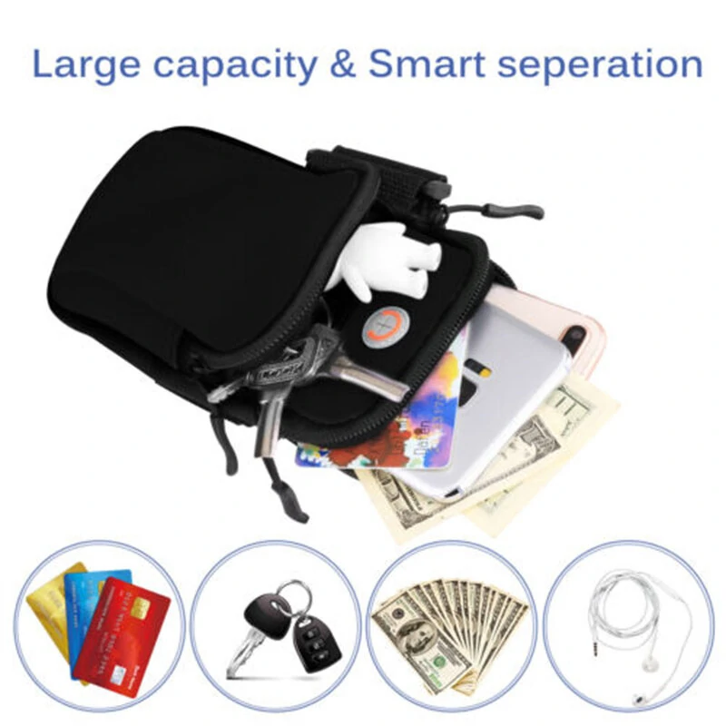 Running Black Grey Arm Bag Adjustable High Capacity Lightweight Waterproof Sports Bag for Workout Fitness Cycling — view 3