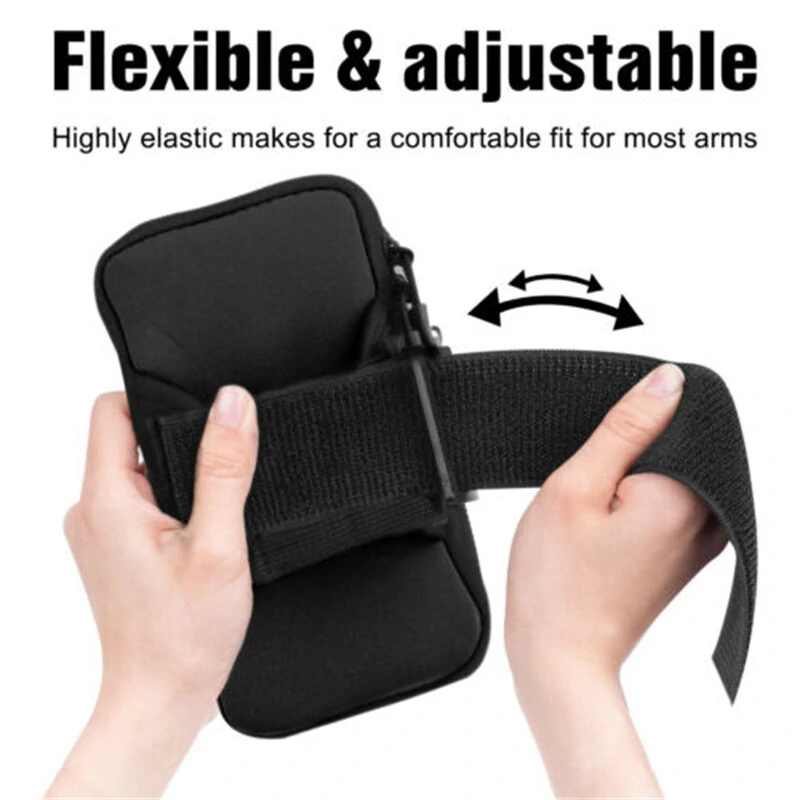Running Black Grey Arm Bag Adjustable High Capacity Lightweight Waterproof Sports Bag for Workout Fitness Cycling — view 5