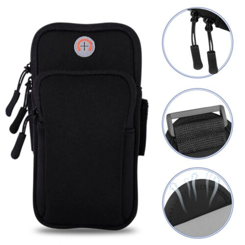 Running Black Grey Arm Bag Adjustable High Capacity Lightweight Waterproof Sports Bag for Workout Fitness Cycling — view 6