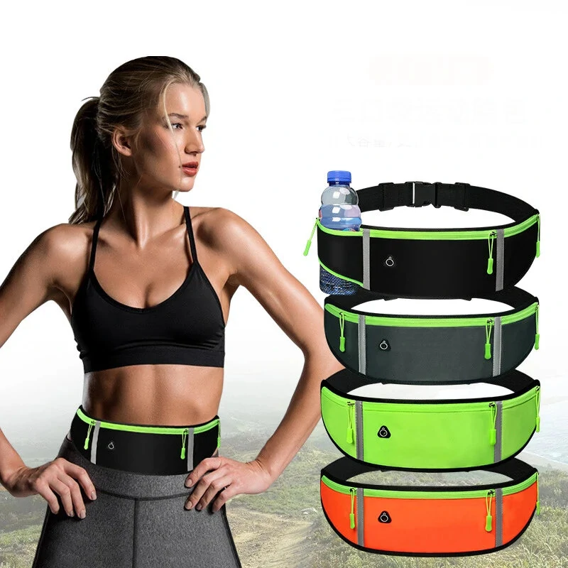 Running Black Grey Waist Bag Adjustable High Capacity Lightweight Waterproof Sports Fanny Pack for Workout Fitness Cycling — Running