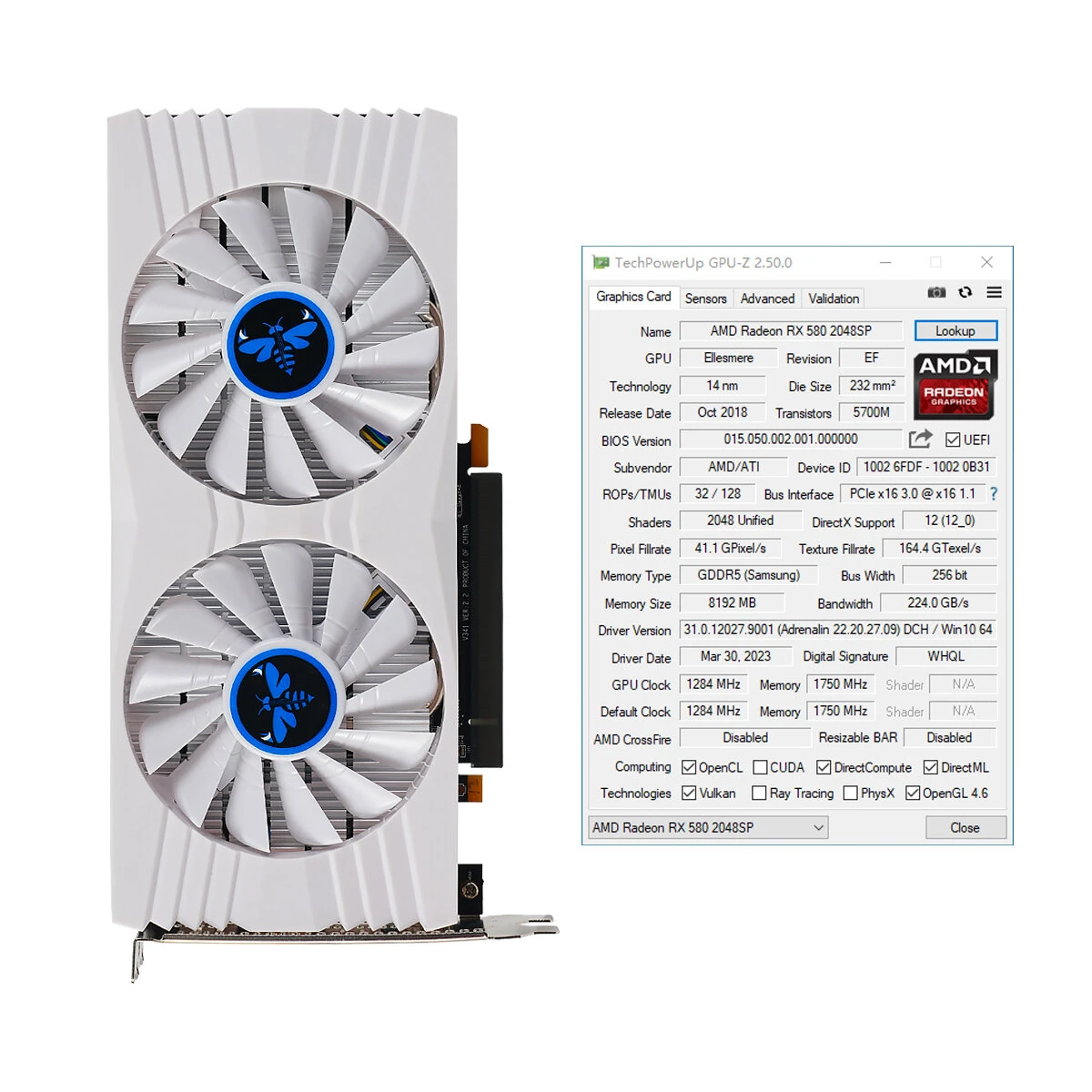 RX580 2048SP 8G GDDR5 Computer Gaming Graphics Card 256-Bit Dual Fan HDMI/DP PCI Express 3.0 x16 1080p Gaming GPU — view 2