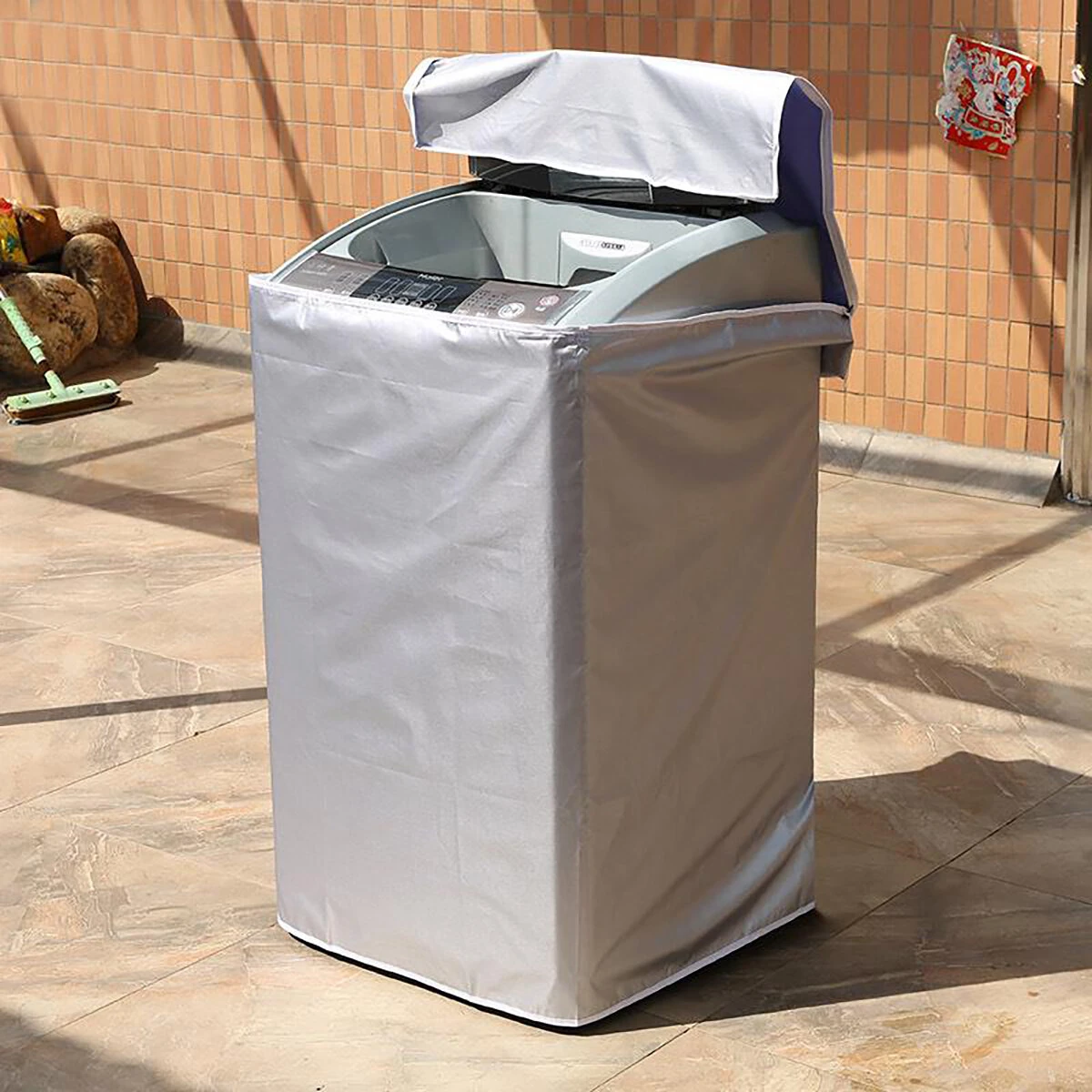 S/M/L/XL Washing Machine Zippered Cover Waterproof Dustproof Sunproof Case Protector — view 6