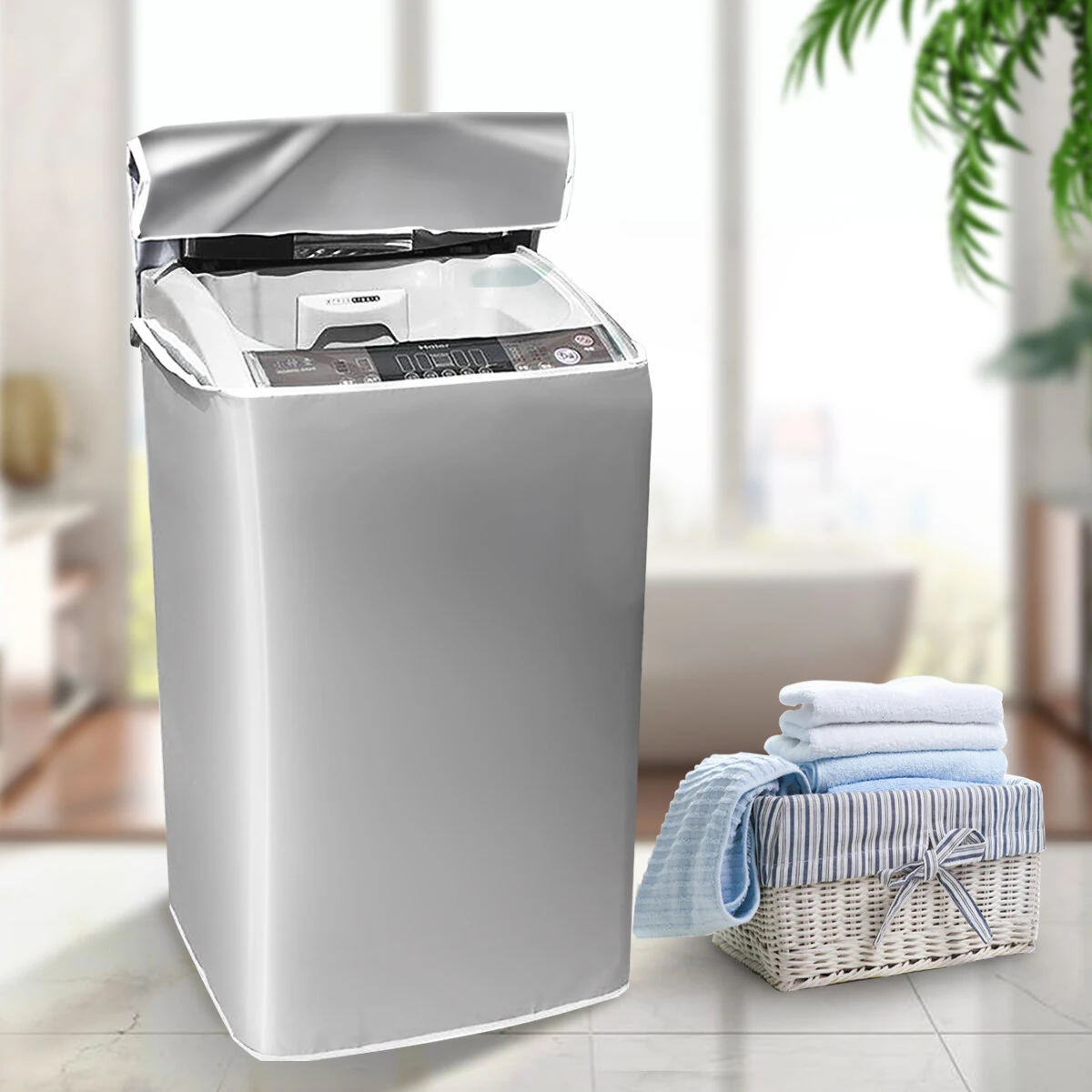 S/M/L/XL Washing Machine Zippered Cover Waterproof Dustproof Sunproof Case Protector — view 7