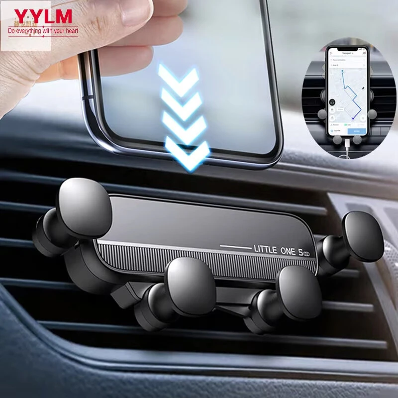 S03 Car Air Vent Phone Holder Gravity Damping Bracket 4.7-7 Inch Universal Car Mount Dashboard Navigation Stand — view 3