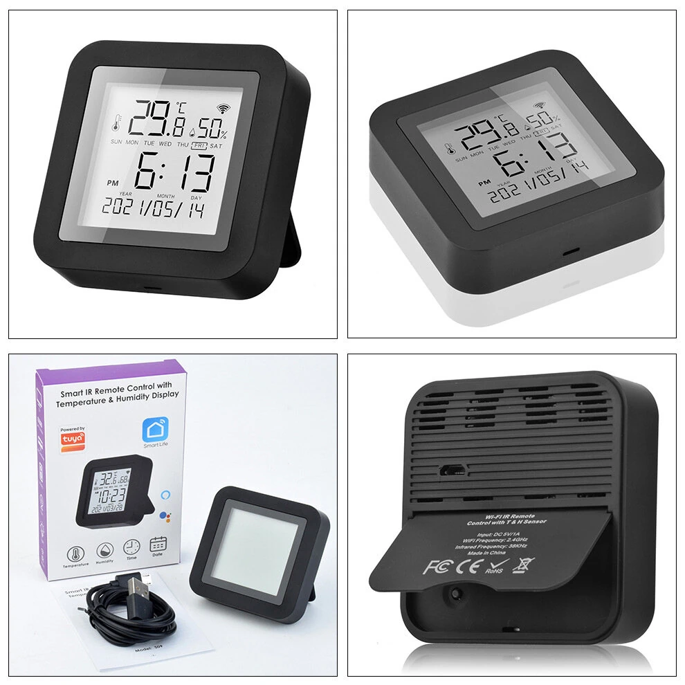 S09 Tuya Smart WiFi Universal IR Remote Temperature Humidity Sensor with Digital Display Screen for Air Conditioner TV AC Works with Alexa Google Home — view 6