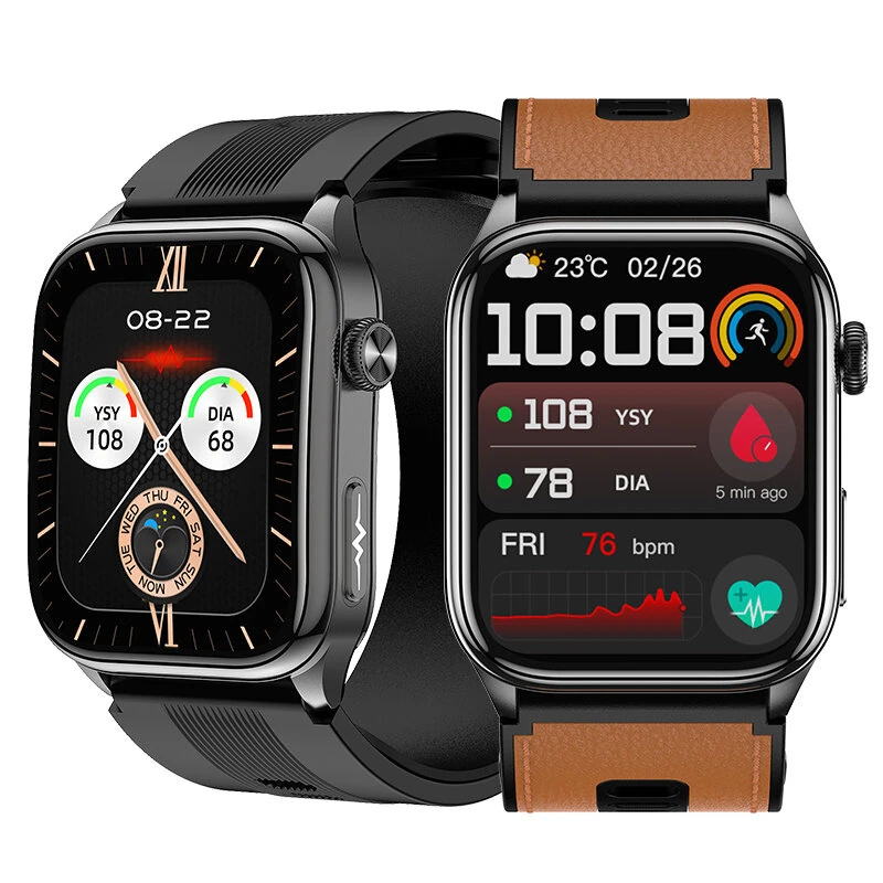 S101 2.06-inch AMOLED Display ECG Air Pump Balloon Accurate Blood Pressure Micro-Check NFC Function Voice Broadcast bluetooth Call Heart Rate Blood Oxygen Monitor Sleep Monitoring Non-invasive Blood Glucose Blood Composition Analysis SOS Emergency Call Mu