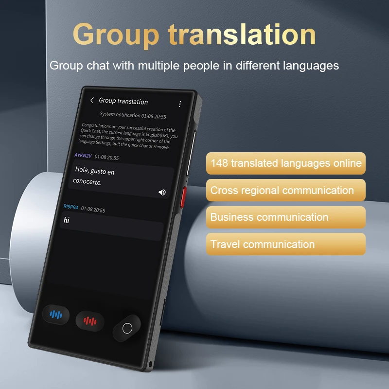 S35 AI Translator 148 Languages 19 Offline Photo Translation Real Time Voice Two Way ChatGPT DeepSeek Portable Travel Translation Device — view 2