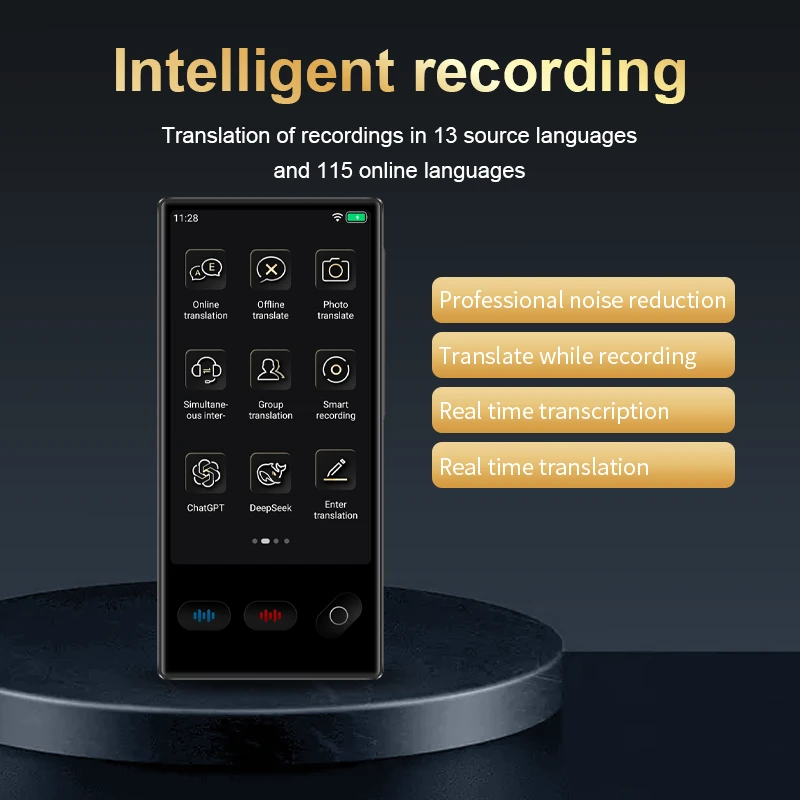S35 AI Translator 148 Languages 19 Offline Photo Translation Real Time Voice Two Way ChatGPT DeepSeek Portable Travel Translation Device — view 5