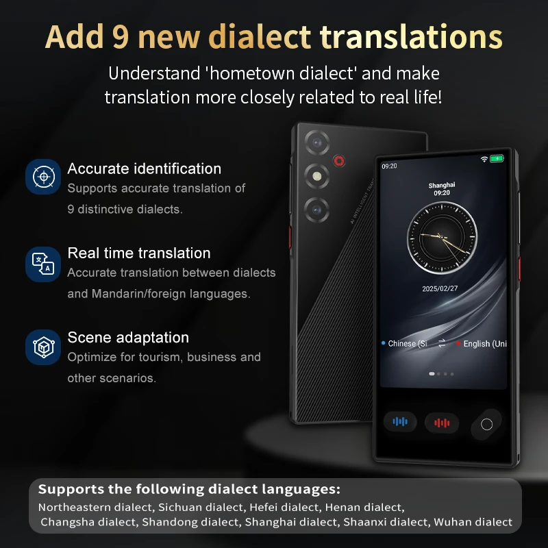S35 AI Translator 148 Languages 19 Offline Photo Translation Real Time Voice Two Way ChatGPT DeepSeek Portable Travel Translation Device — view 7