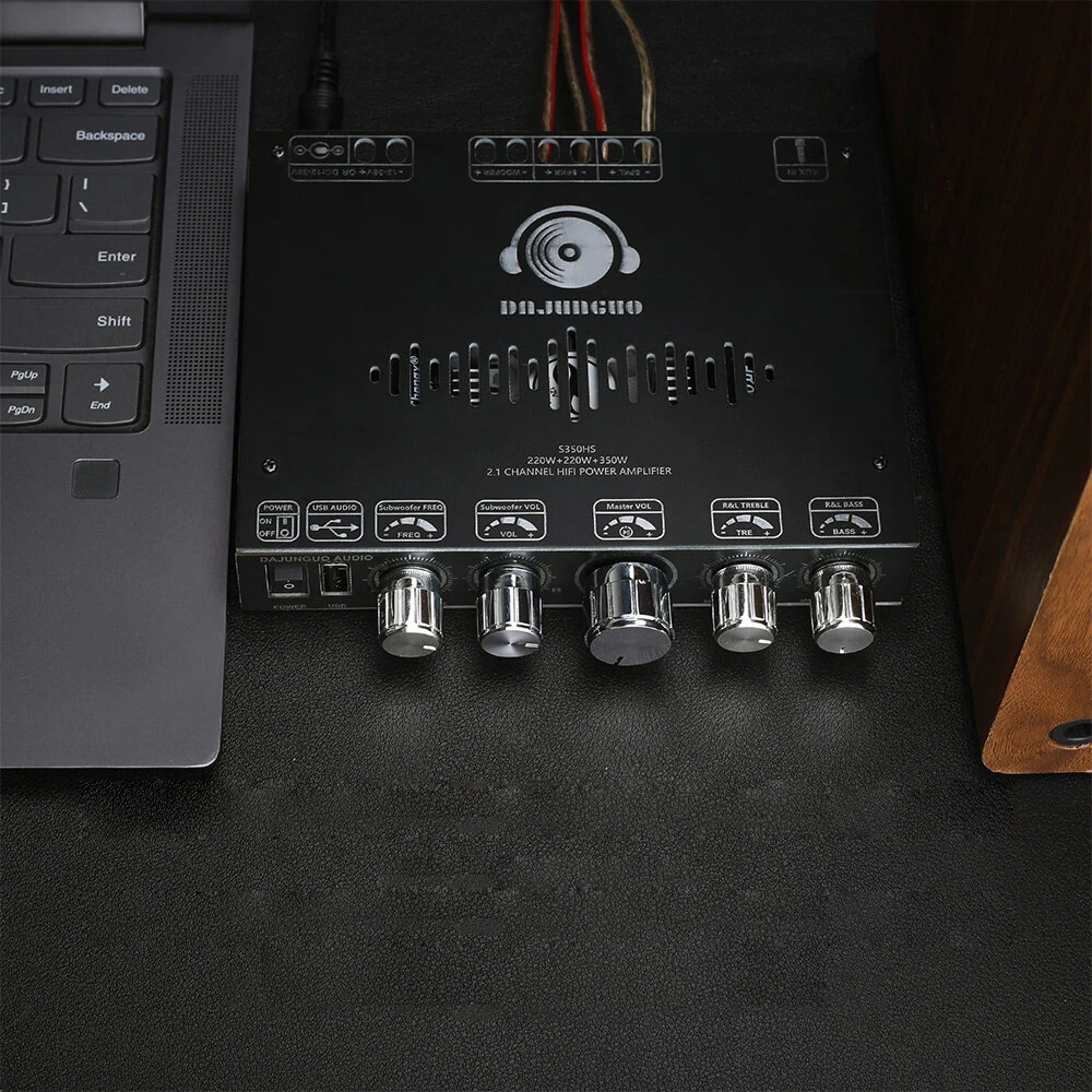 S350HS 2.1 Channel Power Amplifier 220W+220W+350W bluetooth 5.1 AUX USB Dual TPA3251 High Subwoofer Audio Sound System — view 4