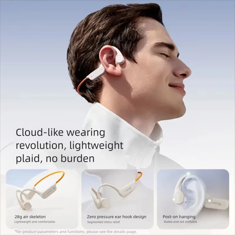 SANAG B33S Bone Conduction Earphone bluetooth V6.0 Headset IPX8 Waterproof Built-in 32G Memory Panoramic Sound HD Call Noise Cancelling Flexible Silicone Lightweight Neckband Sports Headphones — view 6