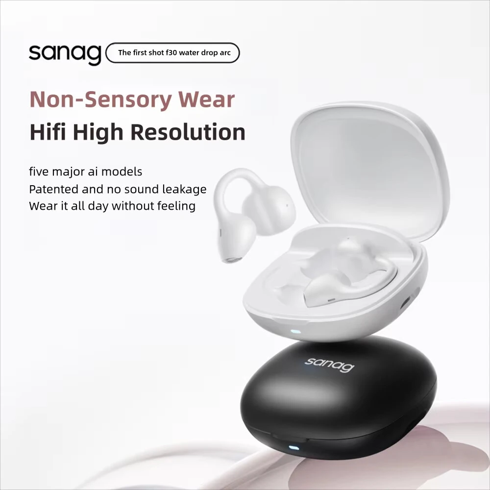 SANAG F30 OWS Earclips Headset Wireless bluetooth 6.0 Earphone 360° Spatial Audio AI Call Noise Cancelling 42H Playback AI Assistant IP55 Waterproof Touch Control Open-ear Sports Headphones — view 7