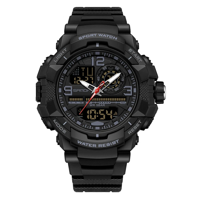 SANDA Men's Dual Display Sports Digital Watches Alarm Clock Day Weeks Multi-functional Luminous Wrist Watch — view 7