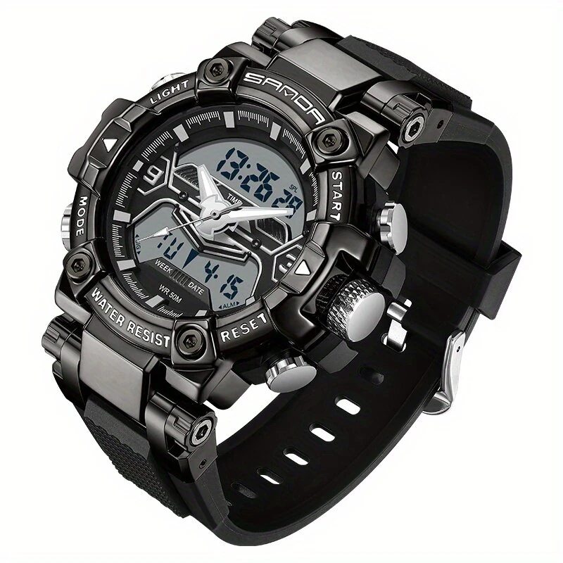 SANDA Men's Sport Digital Watches Multifunctional Luminous Wrist Watch Waterproof Shockproof Alarm Clock Men Watch — view 2