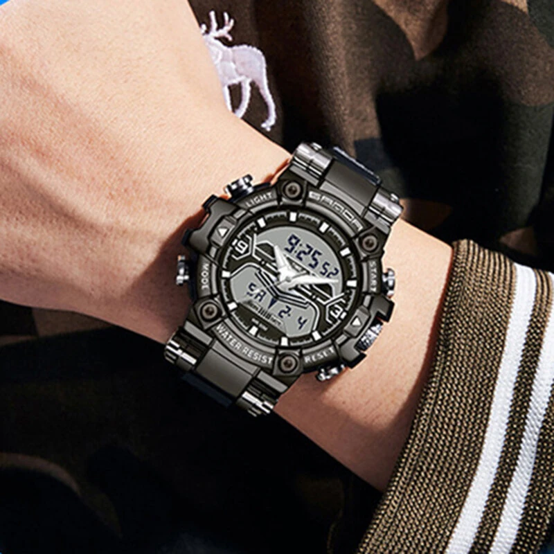 SANDA Men's Sport Digital Watches Multifunctional Luminous Wrist Watch Waterproof Shockproof Alarm Clock Men Watch — view 3