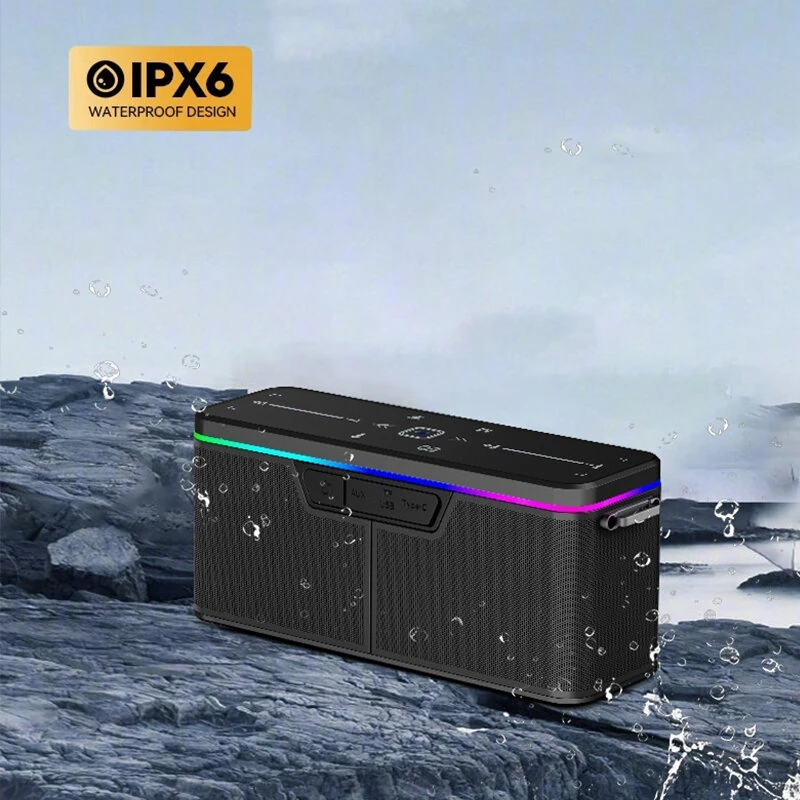 SANSUI G003 Speaker bluetooth Speakers with Microphone 98mm*2 58mm*2 Drivers DSP Chip RGB Lighting TWS IPX6 Waterproof Hands-free Call Support TF Card USB AUX Outdoors Portable Speaker — view 4